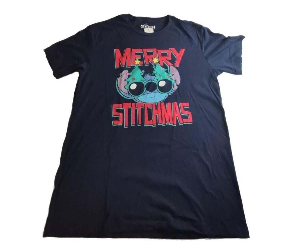 Disney Lilo & Stitch Merry Stitchmas Navy Blue Short Sleeve T-Shirt